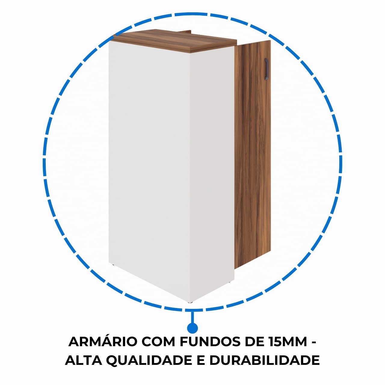 Armário Alto Fechado com 02 Portas – 1,61×0,80×0,45m NOGAL SEVILHA/BRANCO – 34315 - Imagem 6