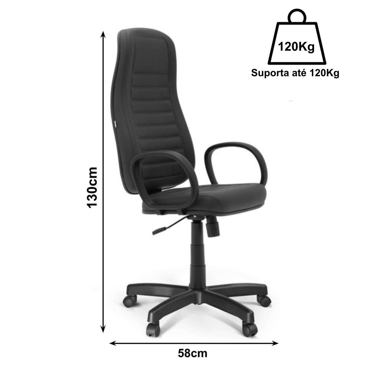 Cadeira Escritório Presidente ALTA c/ BRAÇO CORSA - COR PRETO 32958 - Imagem 2