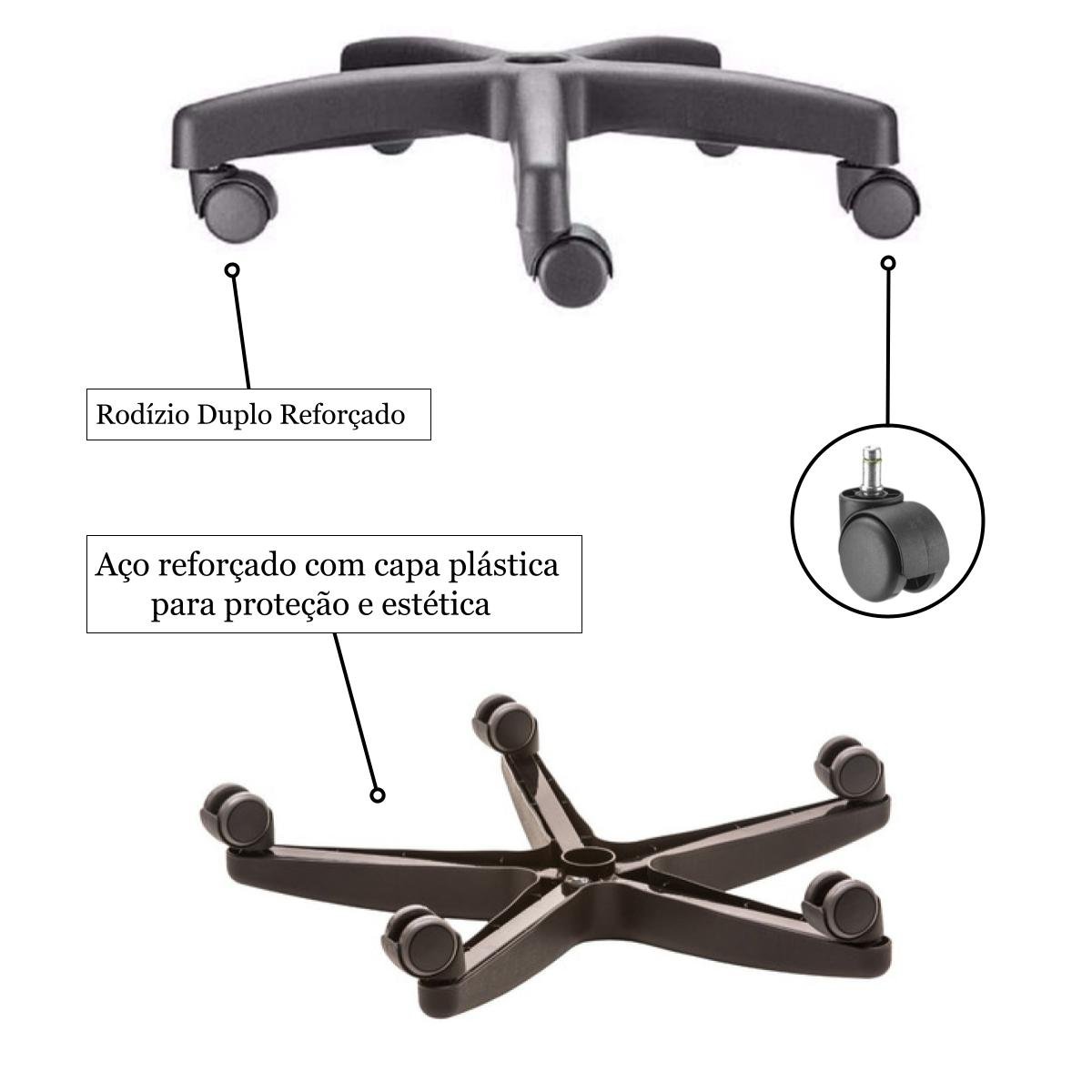 Cadeira Executiva Back System COSTURADA com Braços Reguláveis - Cor Preta - 31008 - Imagem 5