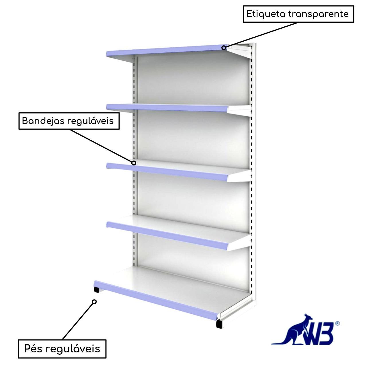 Gôndola Fácil INICIAL de Parede 1,62x0,90m 15005 - Imagem 3