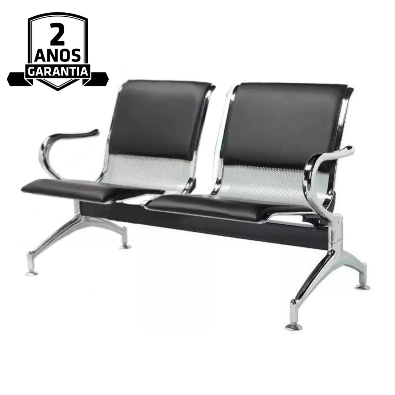 Longarina AEROPORTO ESTOFADA com 02 Lugares - Cor Cromada 33110 - Imagem 3