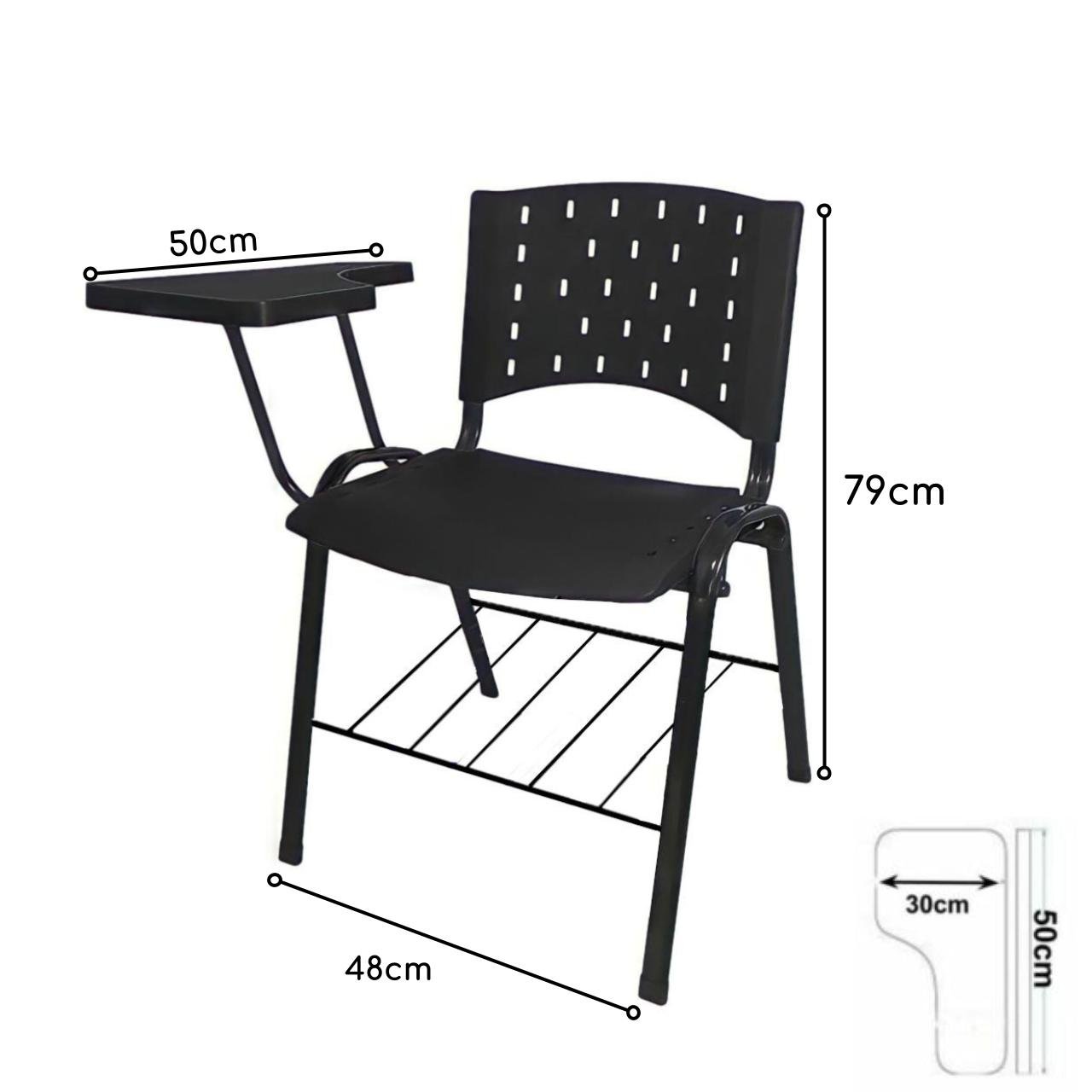 Cadeira Universitária c/ Porta Livros - Prancheta Plástica - Cor Preto 32013 - Imagem 3