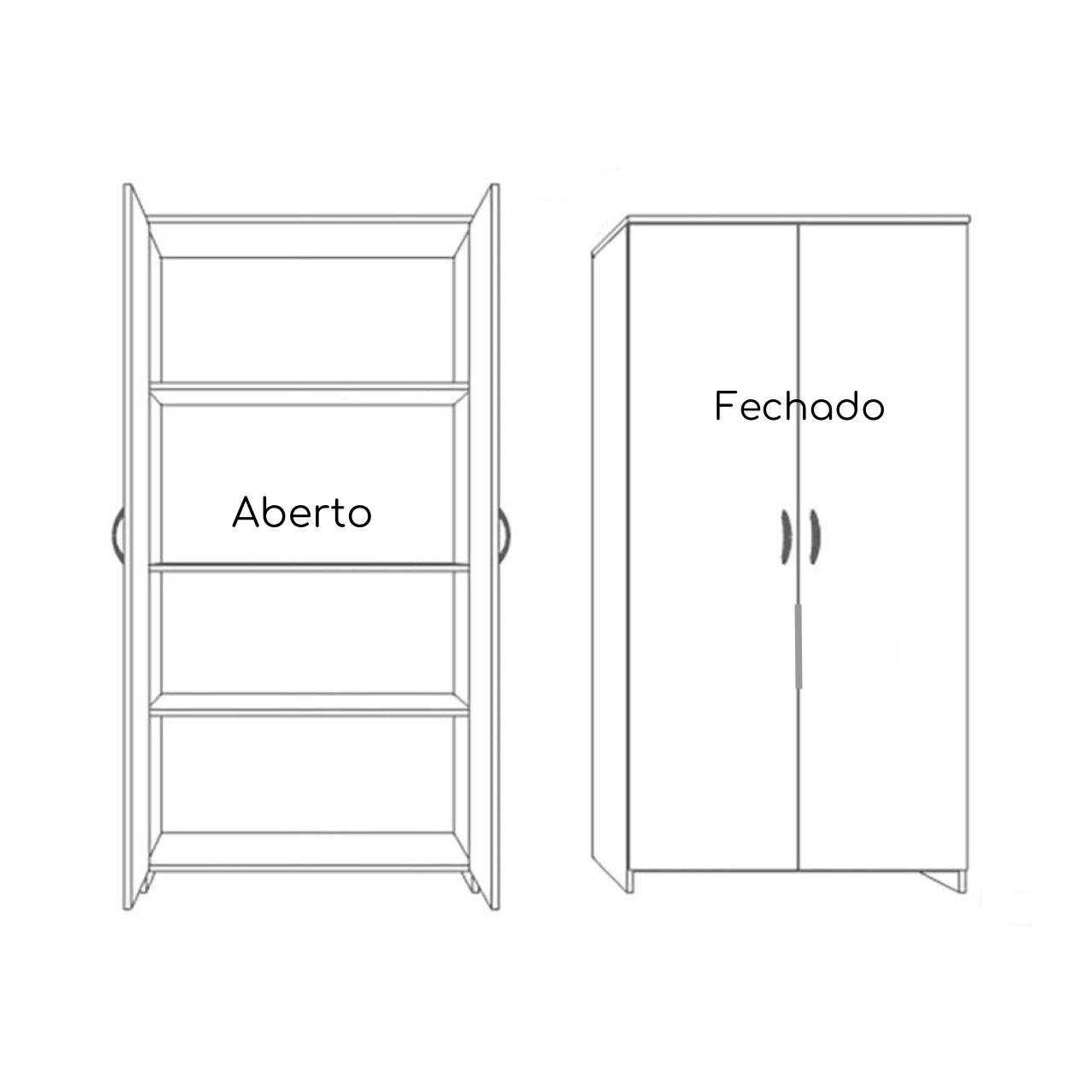 Armário Alto Fechado com 02 Portas - 1,59X0,80X0,42m - CINZA - JOB - 41209 - Imagem 3