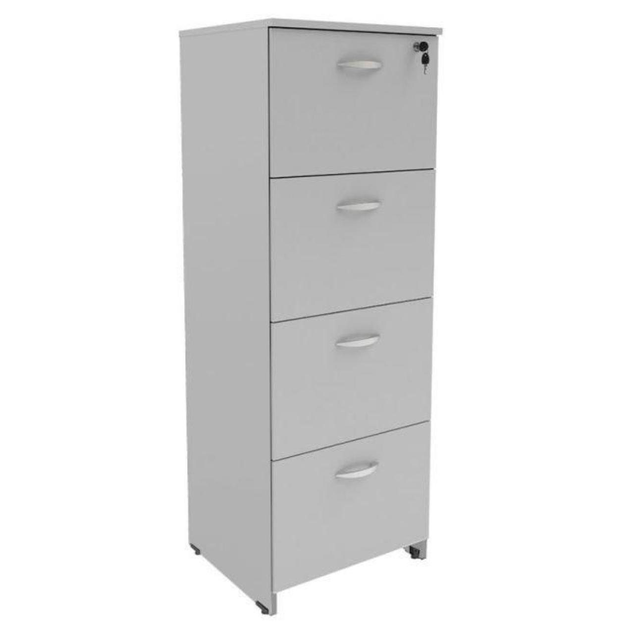 Arquivo 04 Gavetas Pasta Suspensa - MADEIRA MDP - 1,32x0,46x0,42m - JOB - CINZA/CINZA - 21211