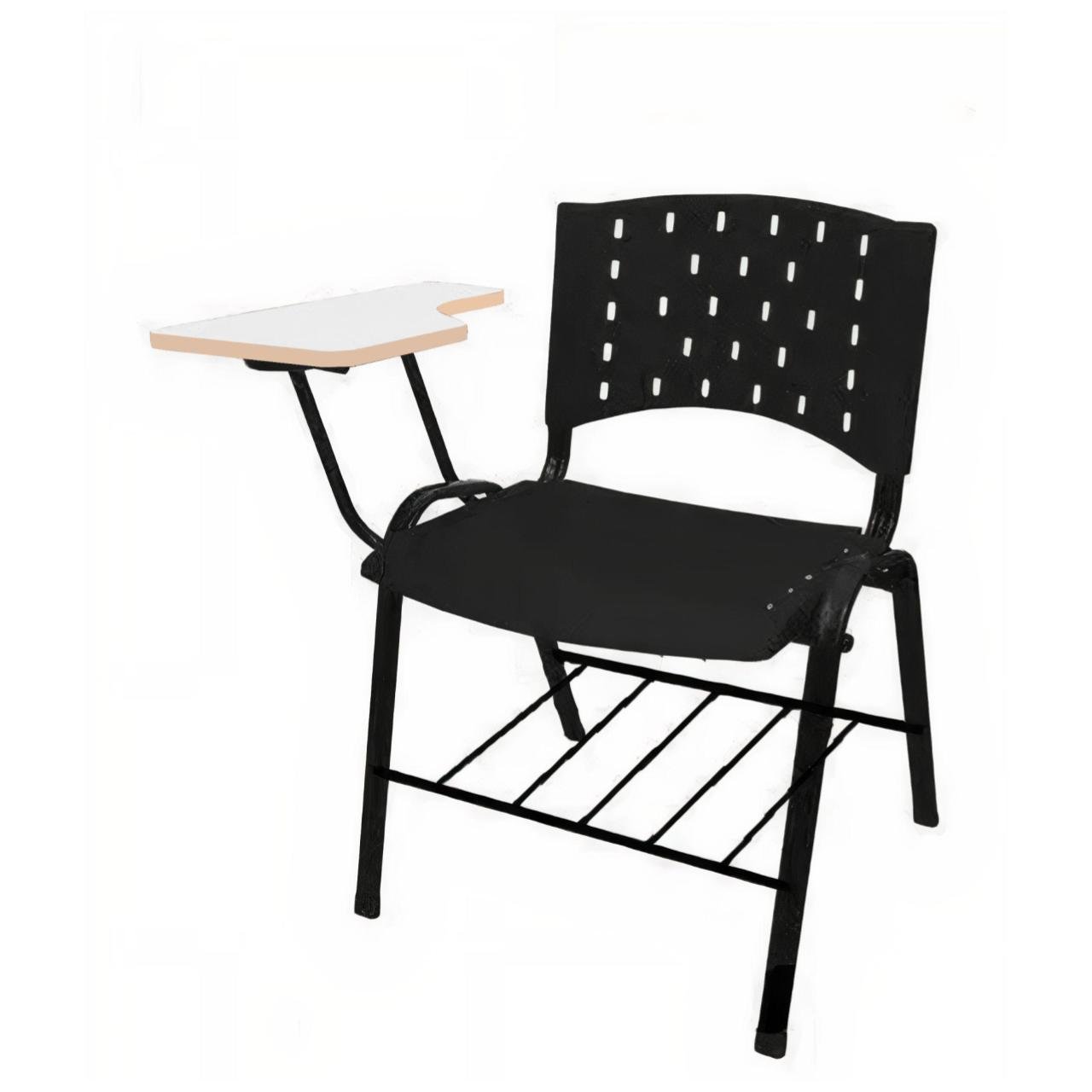 KIT 05 Cadeiras Universitárias c/ porta livros REALPLAST - Cor Preto 33013 - Imagem 3