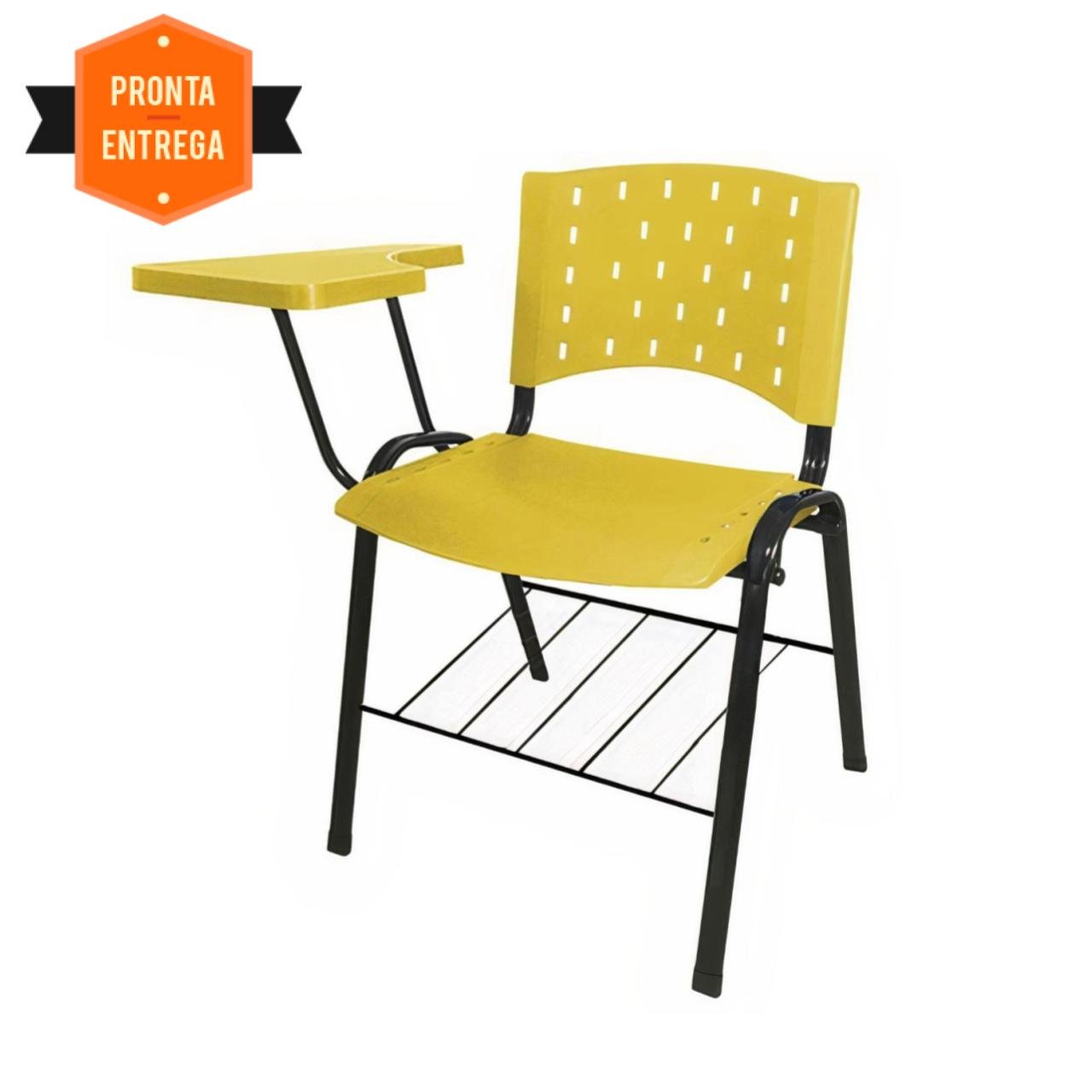 Cadeira Universitária PRANCHETA PLÁSTICA com Porta Livros - Cor Amarelo 32021 - Imagem 4