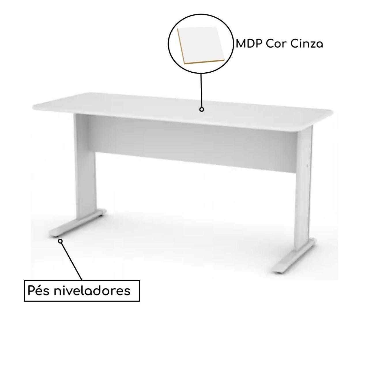Mesa Escritório 1,20x0,60m - Com Gavetas - MAXXI - CINZA/CINZA - 53084 - Imagem 5