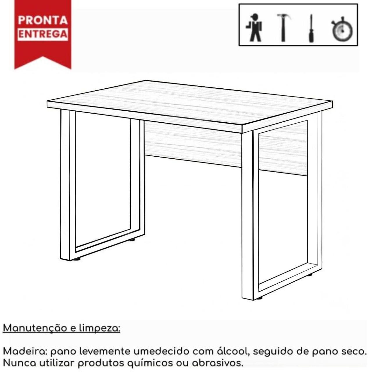 Mesa Escritório PÉ QUADRO 1,20x0,60m - S/ Gavetas - NOGAL SEVILHA / BRANCO - 34320 - Imagem 5