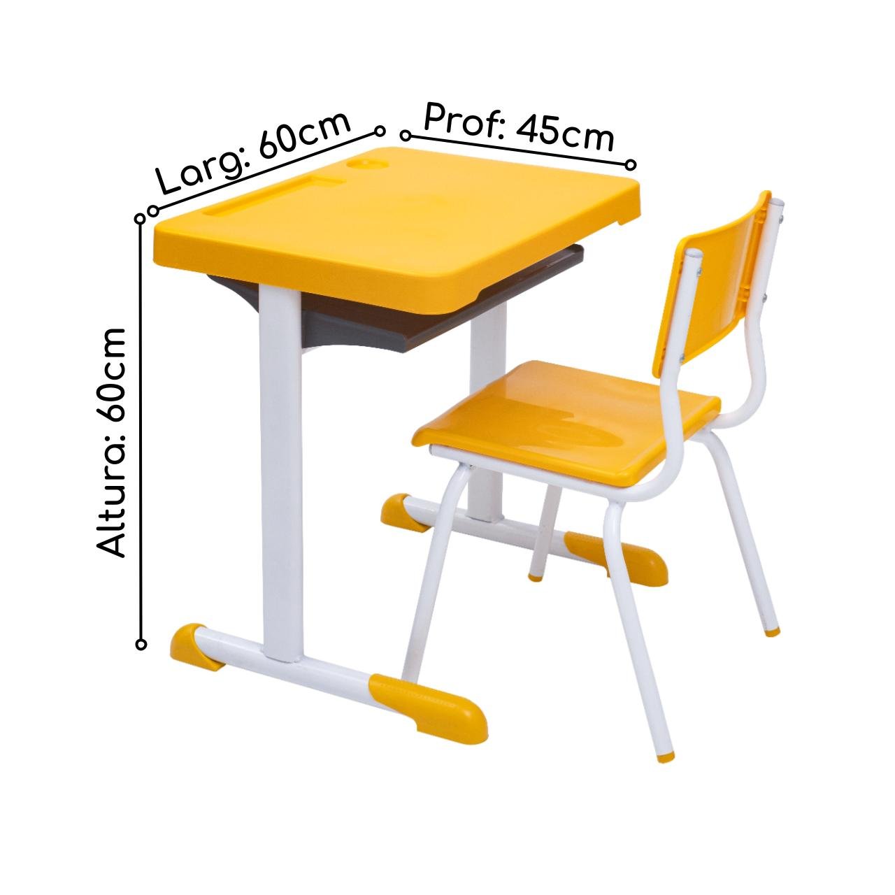 Kit Escolar Individual – (Mesa e Cadeira) – INFANTIL 03 a 06 Anos COR AMARELO - 41087 - Imagem 2