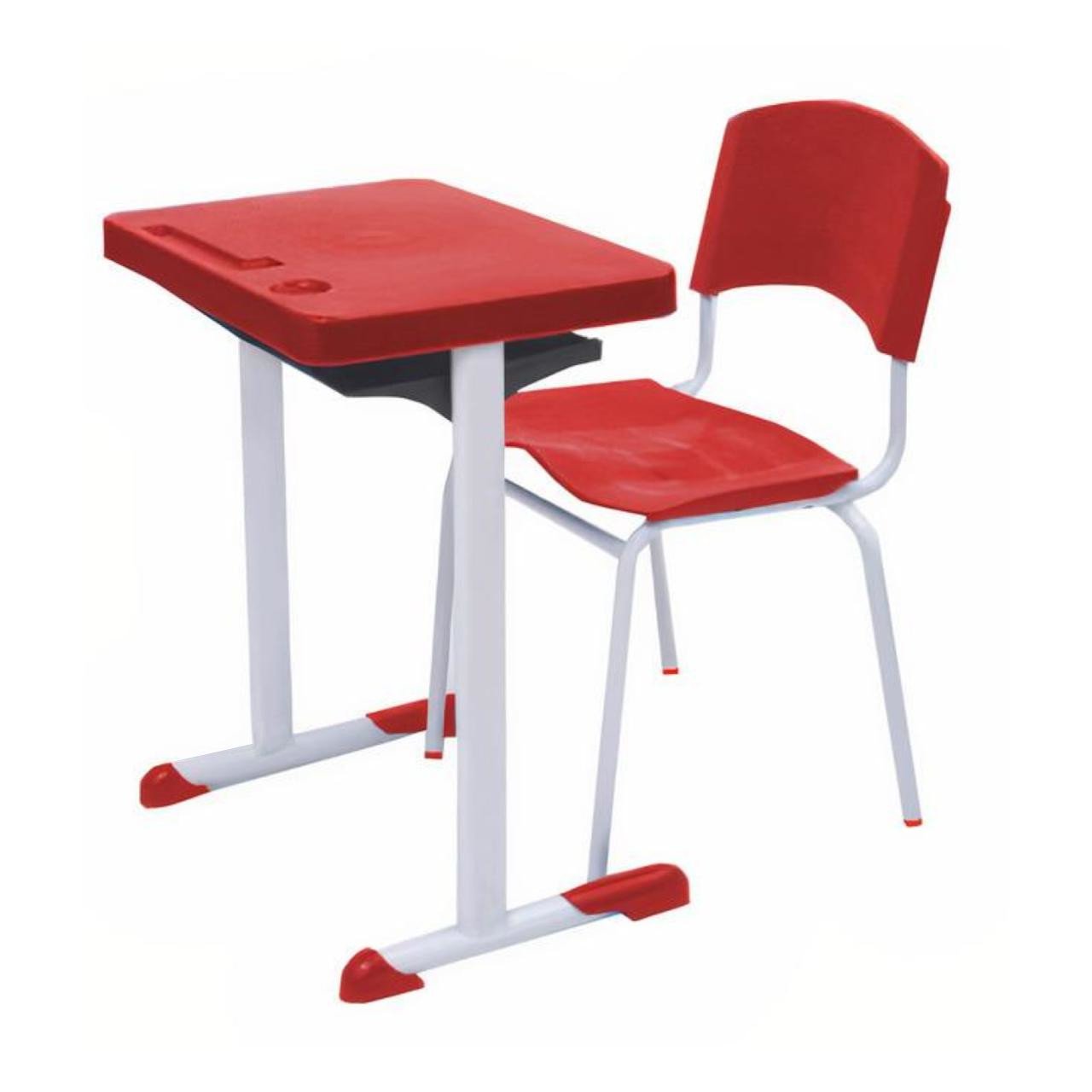 Kit Escolar Individual VERMELHO – (Mesa e Cadeira) – ADULTO – - COR VERMELHO - 40082