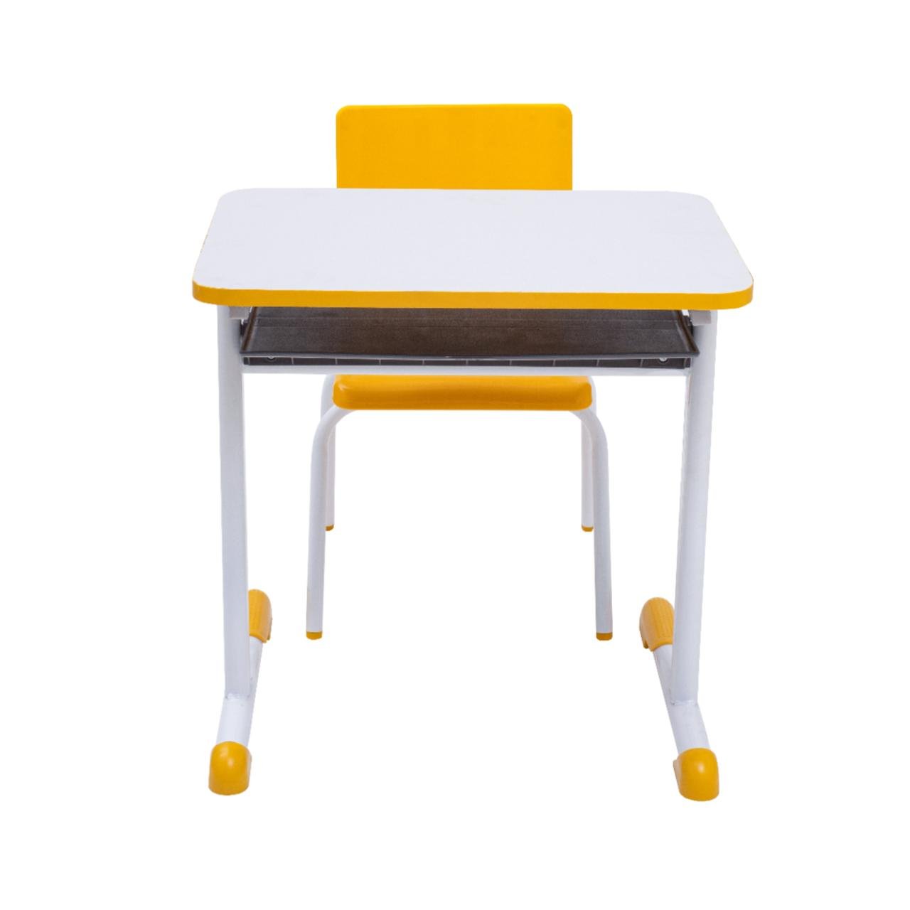 Kit Escolar Individual AMARELO – (Mesa e Cadeira) – INFANTIL – MADEIRA - COR AMARELO - 40088 - Imagem 3