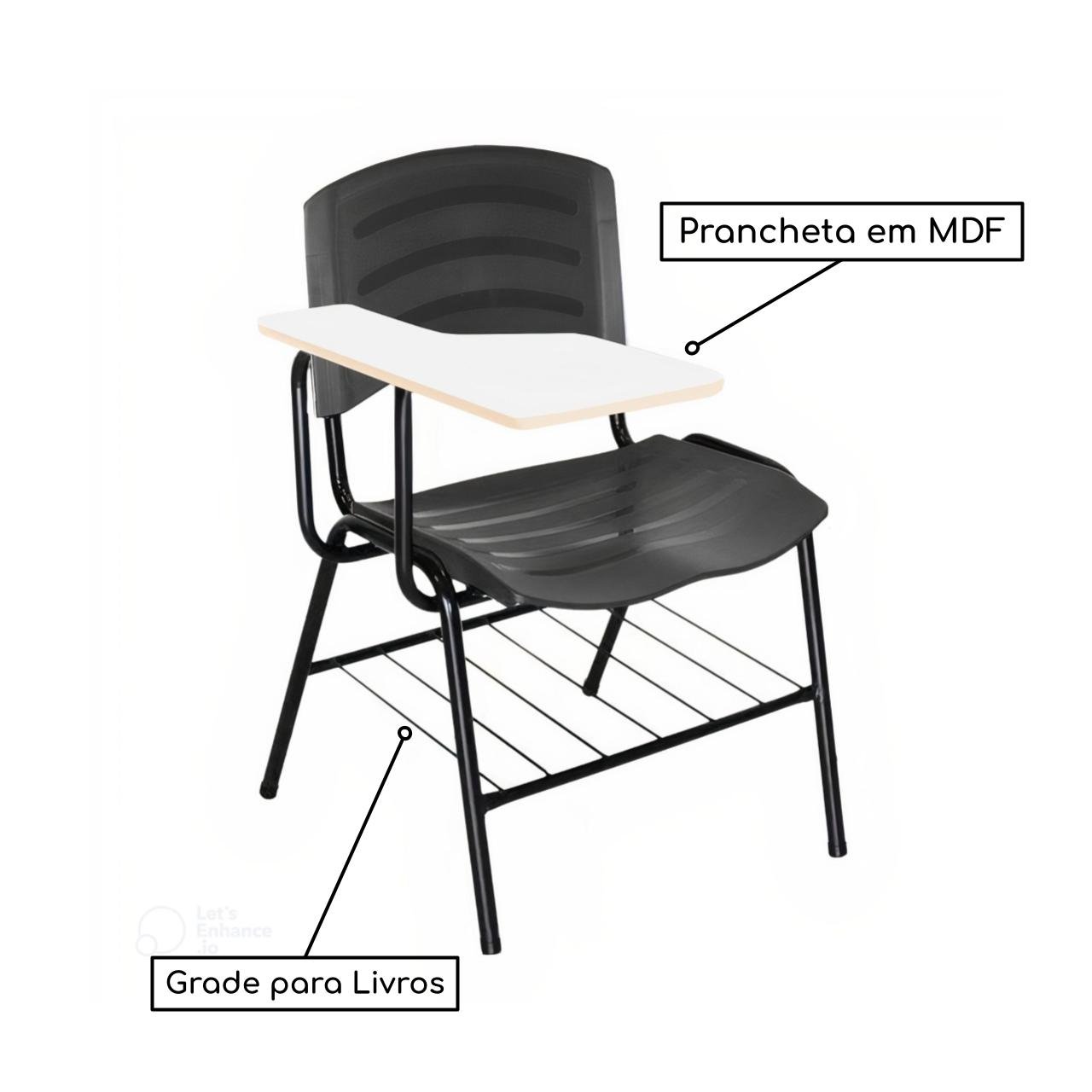 Cadeira Universitária Plástica Prancheta MDF - COR PRETO 34015 - Imagem 2