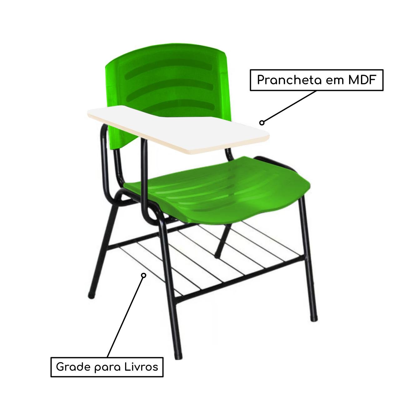 Cadeira Universitária Plástica com Prancheta MDF - COR VERDE 34018 - Imagem 2