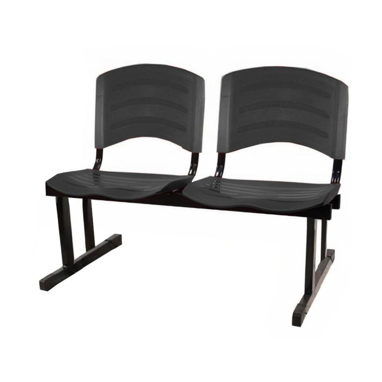 Cadeira Longarina PLÁSTICA 02 Lugares - Cor PRETO 33026