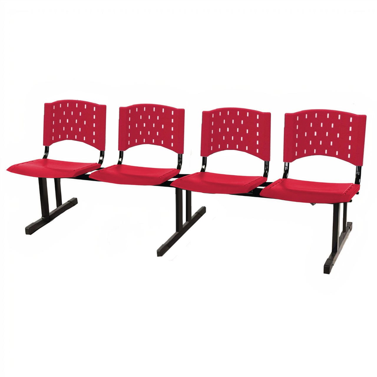 Cadeira Longarina PLASTICA 4 Lugares Cor Vermelho 33090
