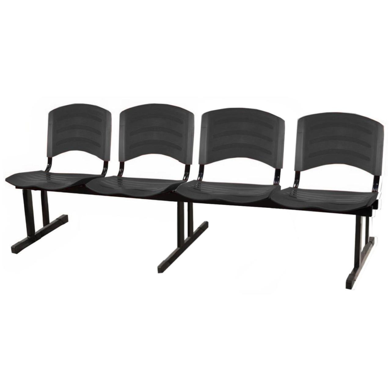Cadeira Longarina PLASTICA 4 Lugares Cor Preto 33095