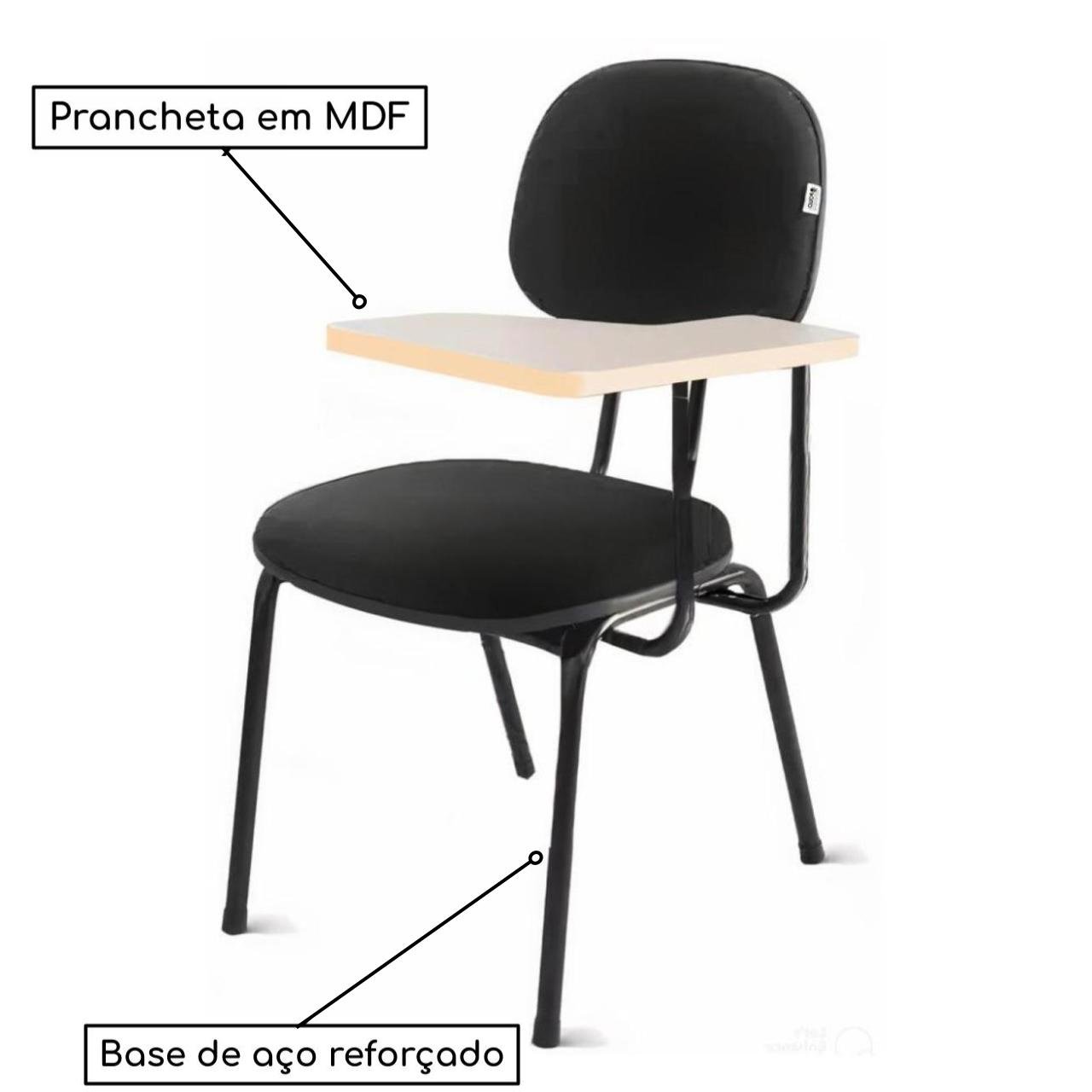 Carteira Universitária Secretária Estofada (CANHOTO) - Corino Preto 32004 - Imagem 3