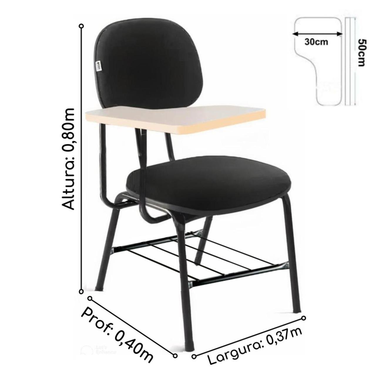 Carteira Universitária Secretária Estofada c/ Grade - Corino Preto - PMD - 32045 - Imagem 4