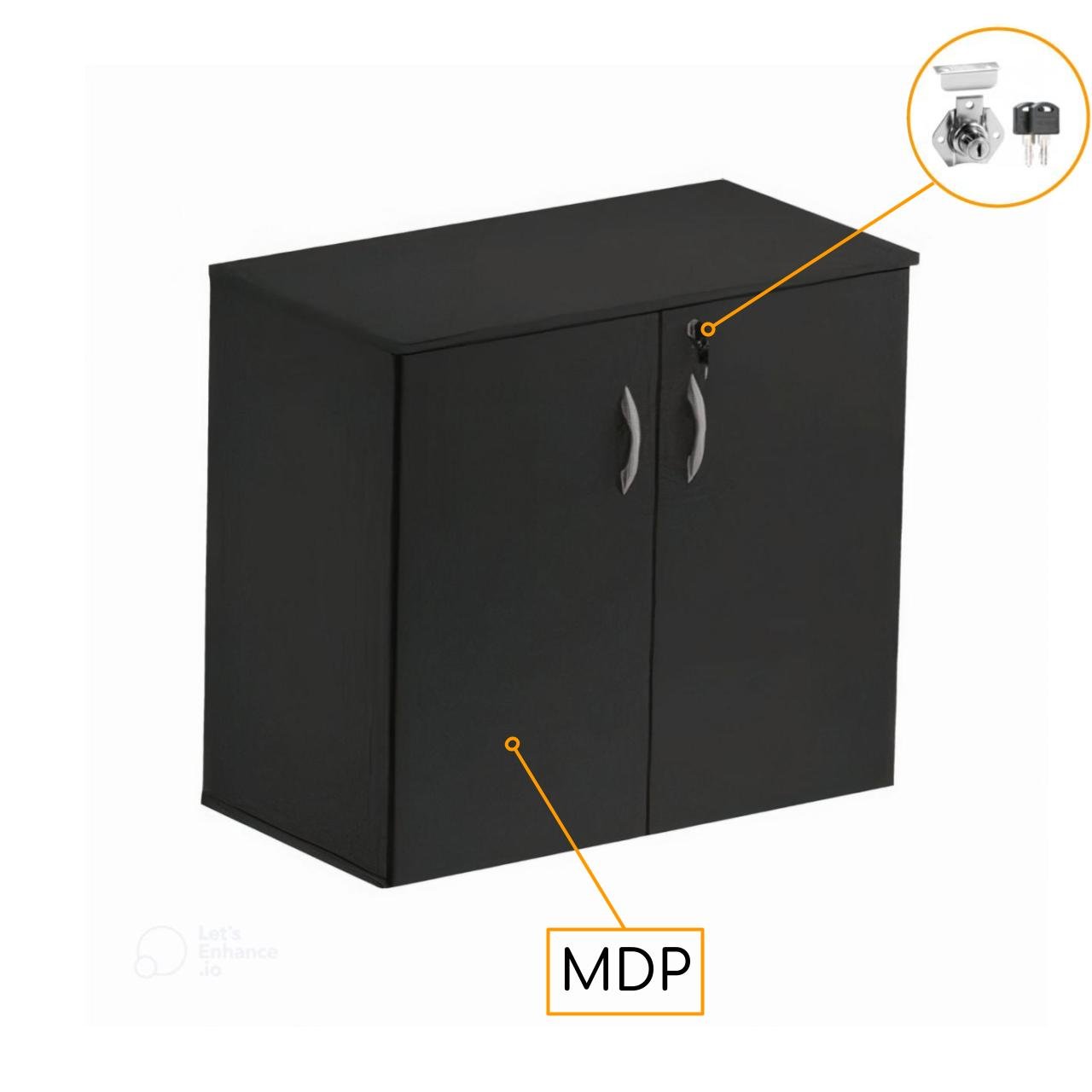 Armário Baixo com 02 Portas - 0,80x0,42x0,75m - JOB - Cor PRETO - 41207 - Imagem 3