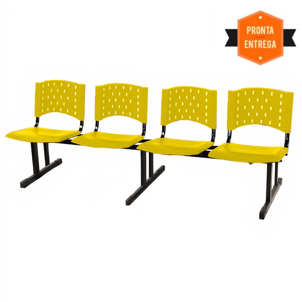 Cadeira Longarina PLÁSTICA 04 Lugares - Cor AMARELO - REALPLAST- 34070 - Imagem 3