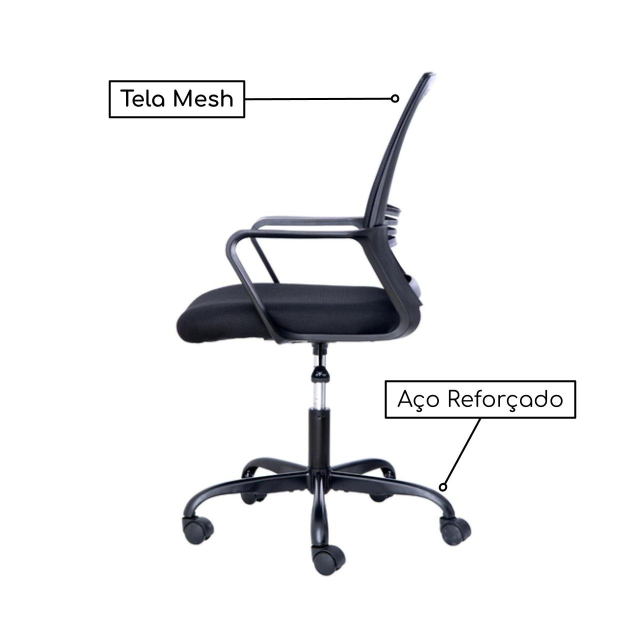 Cadeira de Escritório Diretor Tela JOY - Cor Preto - 34007 - Imagem 3