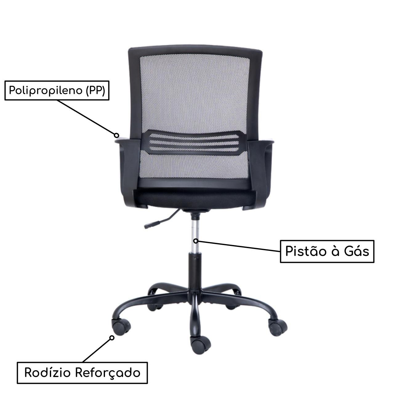 Cadeira de Escritório Diretor Tela JOY - Cor Preto - 34007 - Imagem 4