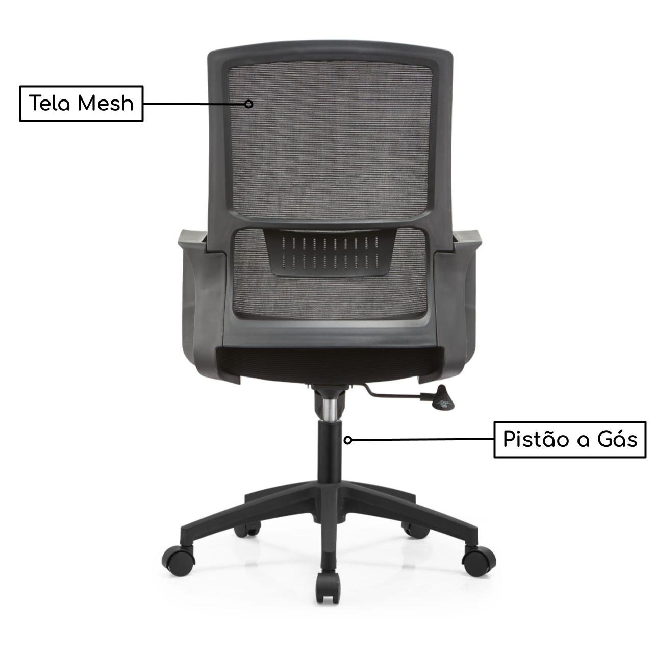 Cadeira de Escritório Presidente tela ALTEN Giratória - Cor Preto - 30062 - Imagem 3