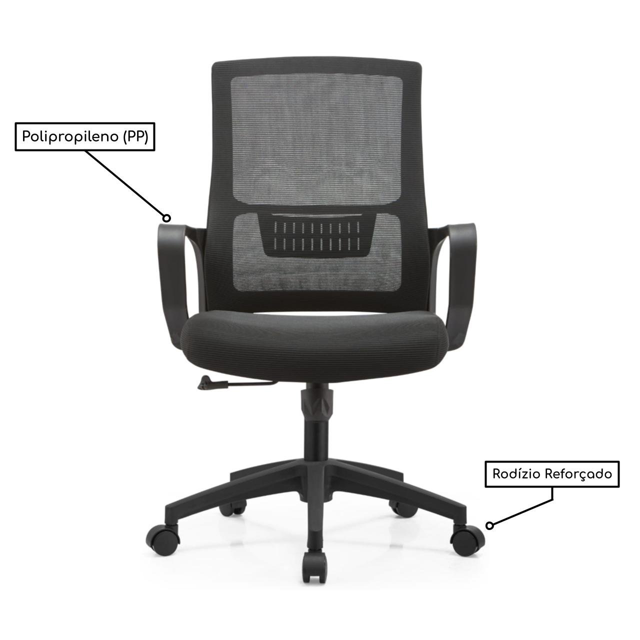 Cadeira de Escritório Presidente tela ALTEN Giratória - Cor Preto - 30062 - Imagem 2