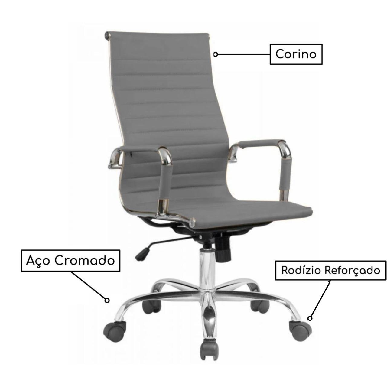 Cadeira PRESIDENTE Charles Eames Esteirinha - COR CINZA - PMD - 32881 - Imagem 2