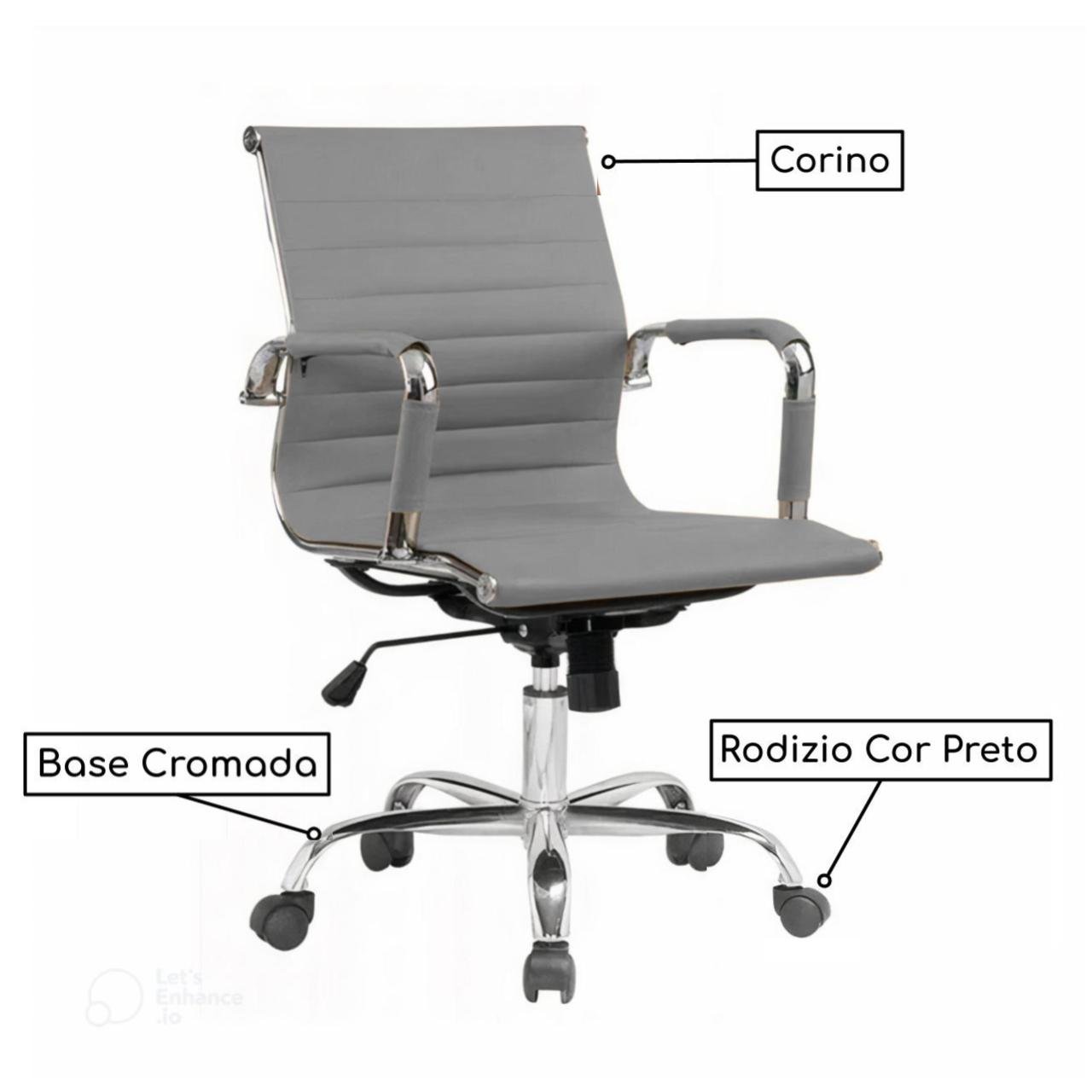 Cadeira DIRETOR Charles Eames Esteirinha - Cor CINZA - PMD - 32880 - Imagem 3