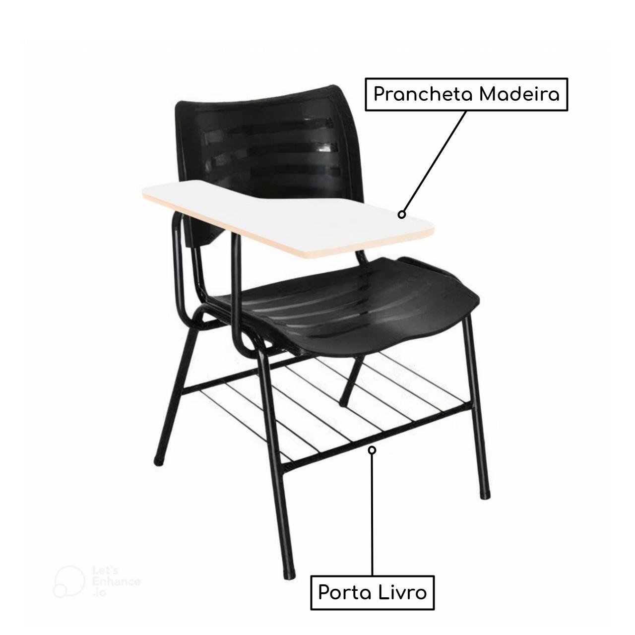 Cadeira Universitária Plástica Prancheta MDF - COR PRETO - PMD - 34014 - Imagem 3