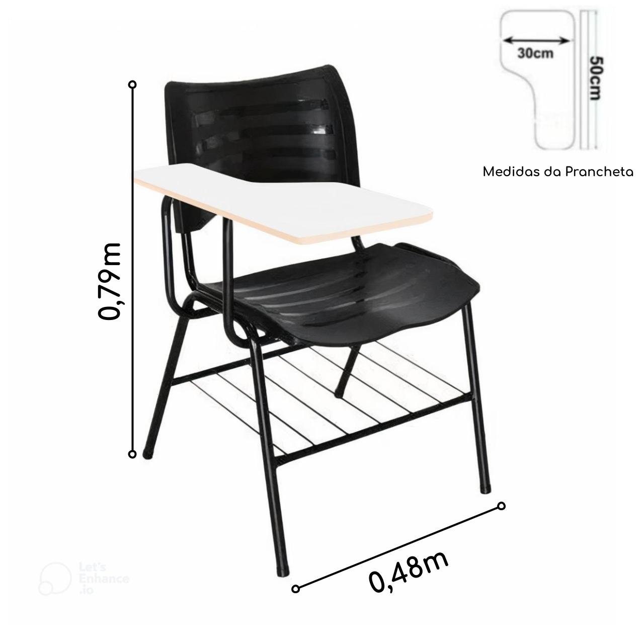 Cadeira Universitária Plástica Prancheta MDF - COR PRETO - PMD - 34014 - Imagem 2