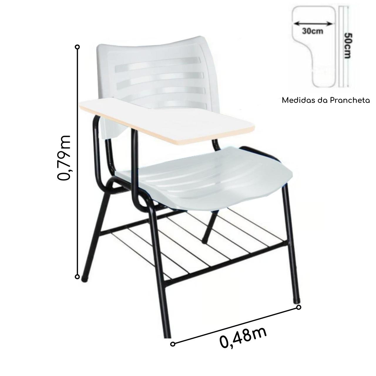 Cadeira Universitária Plástica Prancheta MDF - COR BRANCO - PMD - 34030 - Imagem 2
