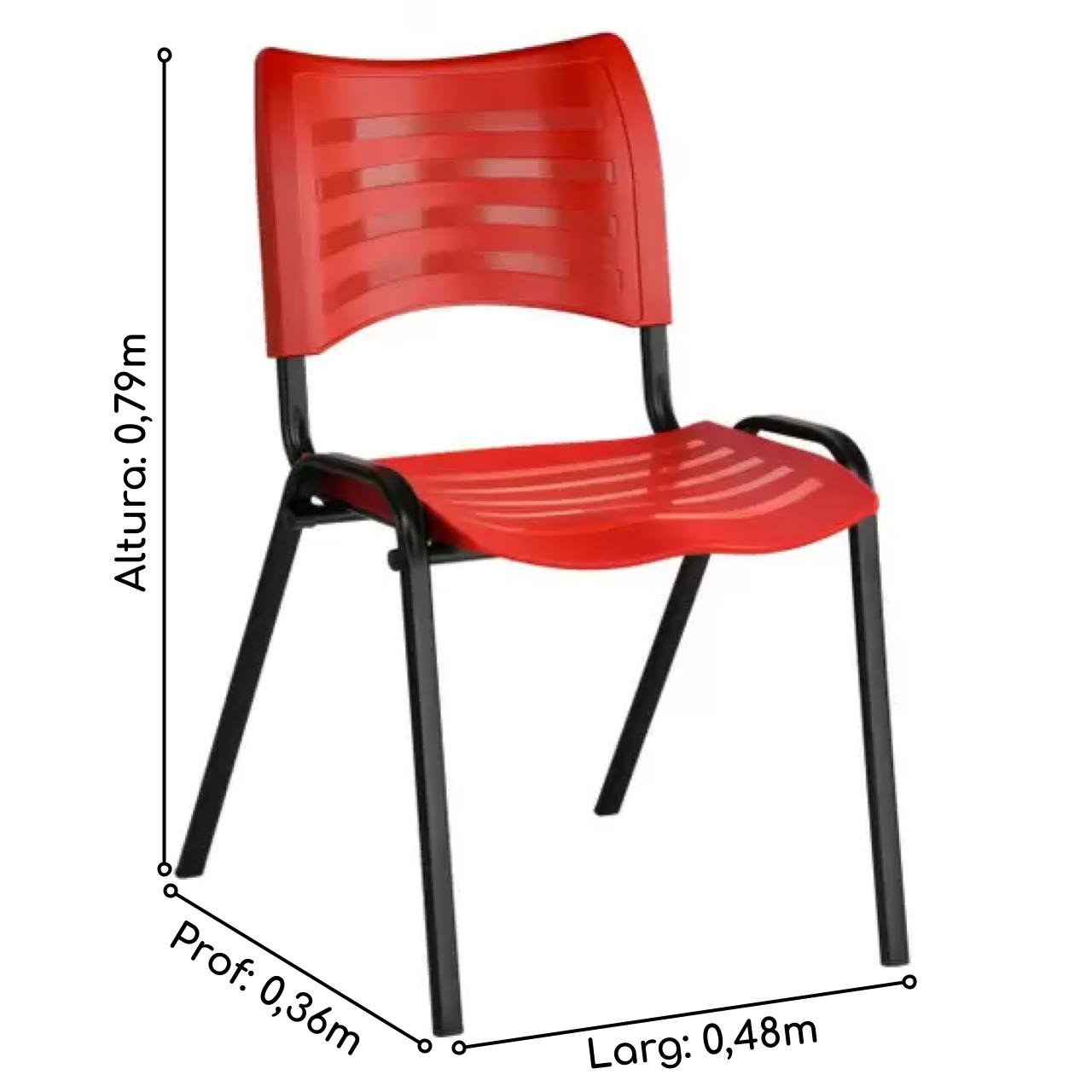 Cadeira Fixa 04 Pés Plástica (Polipropileno) - Cor Vermelho - PMD - 31234 - Imagem 3