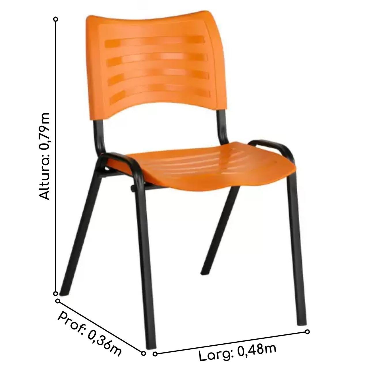 Cadeira Fixa 04 Pés Plástica (Polipropileno) - Cor Laranja - PMD - 31235 - Imagem 3