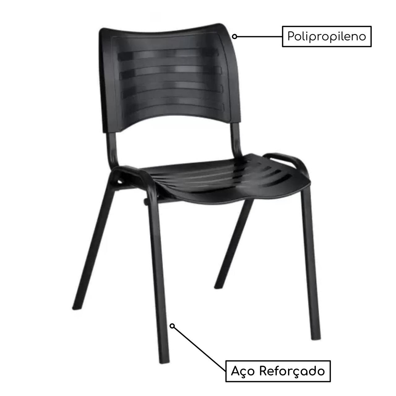 Cadeira Fixa 04 Pés Plástica (Polipropileno) - Cor Preto - PMD - 31230 - Imagem 4