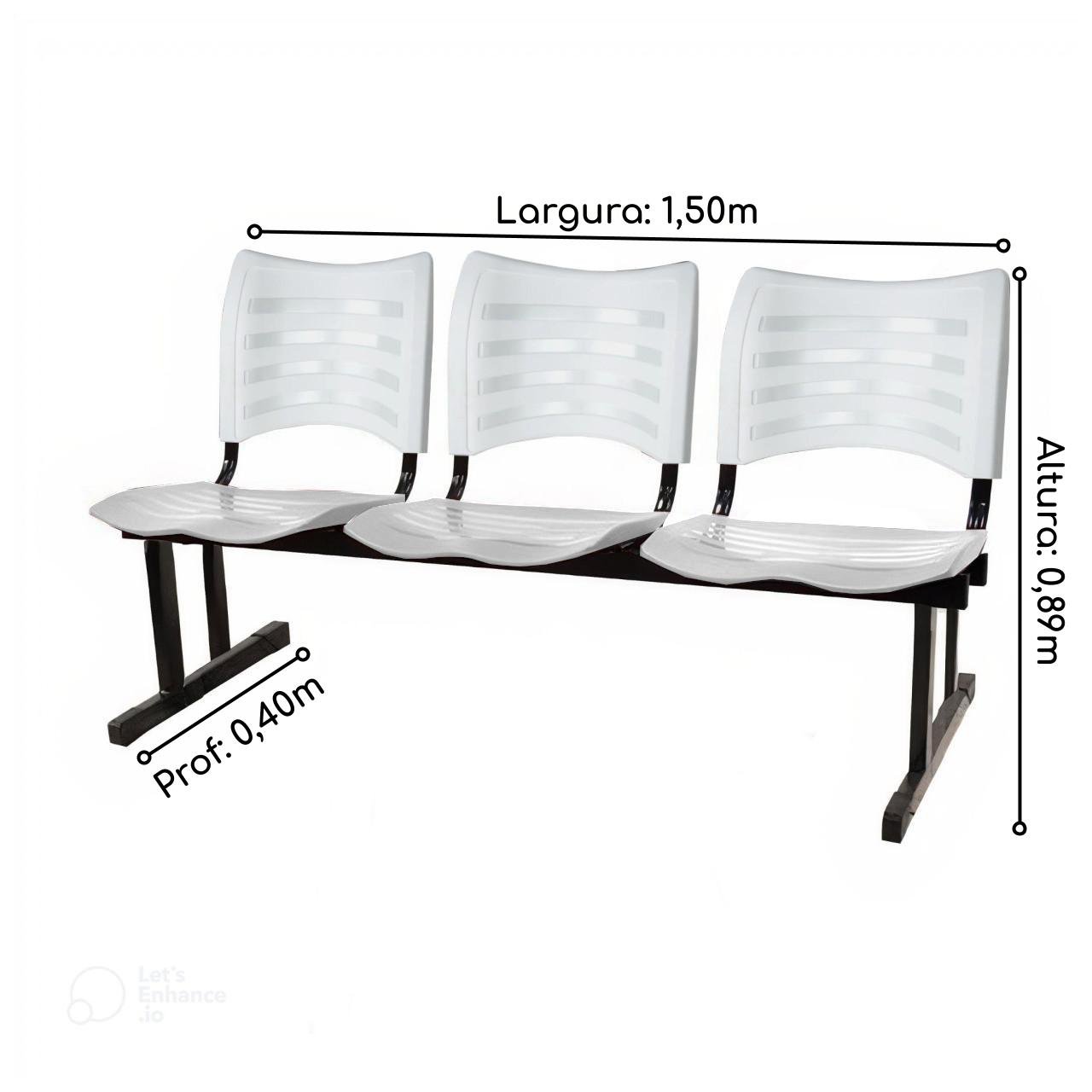 Cadeira Longarina PLÁSTICA 03 Lugares - Cor Branco - PMD - 34206 - Imagem 4