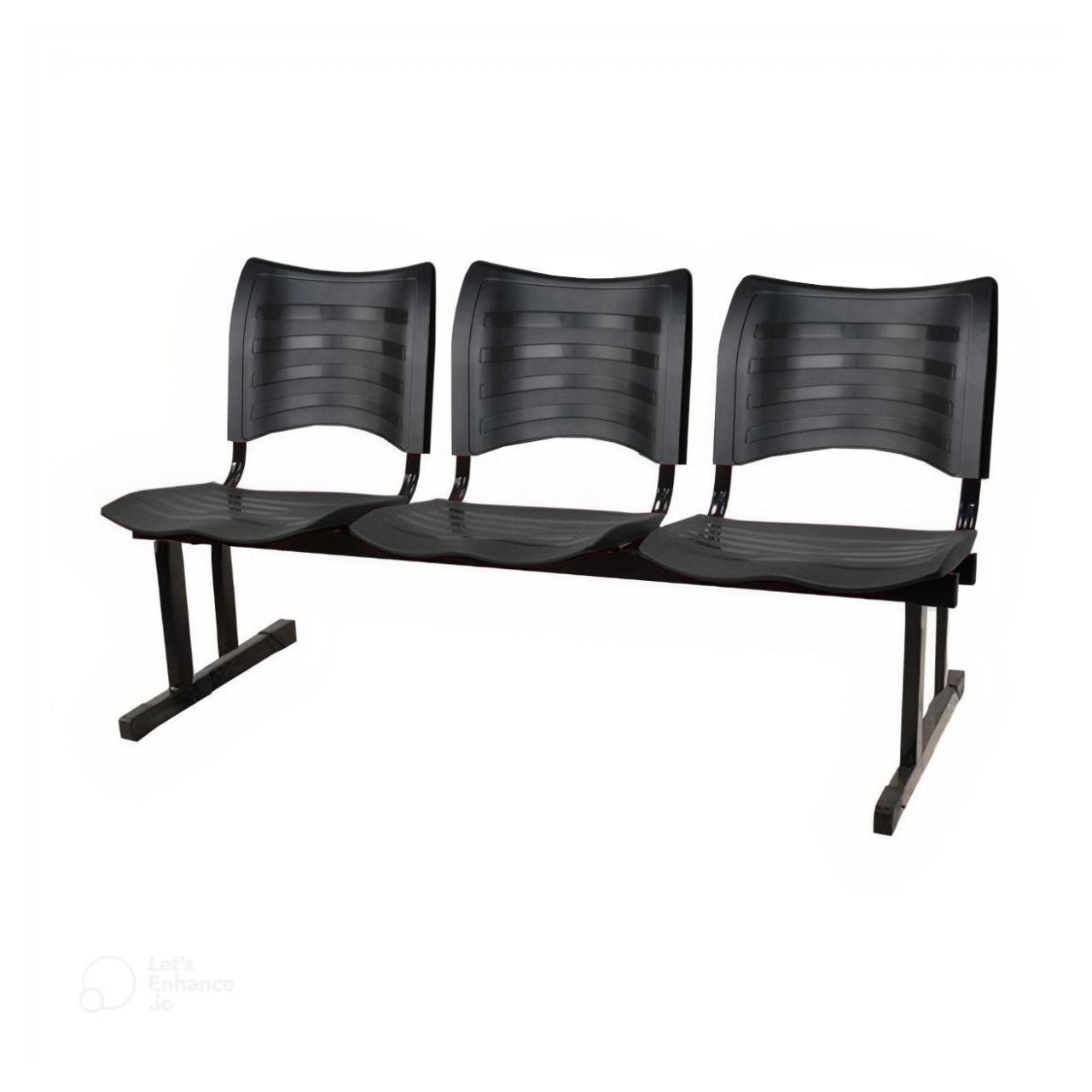 Cadeira Longarina PLÁSTICA 03 Lugares - Cor PRETO - PMD - 34200