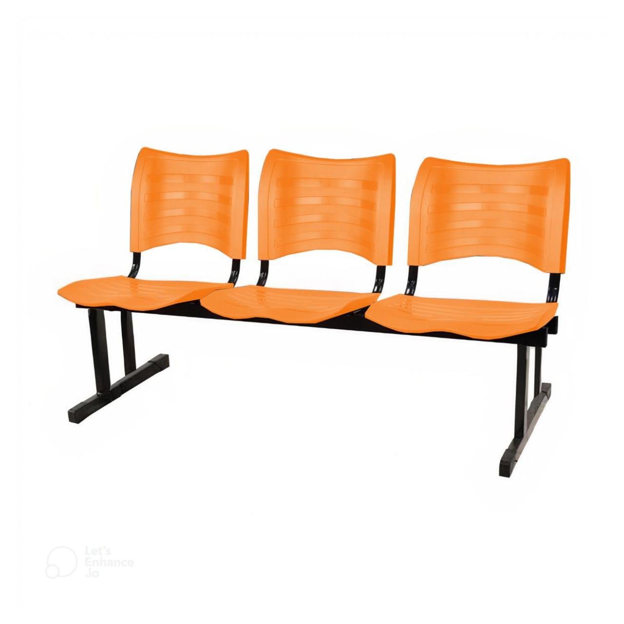 Cadeira Longarina PLÁSTICA 03 Lugares - Cor Laranja - PMD - 34205