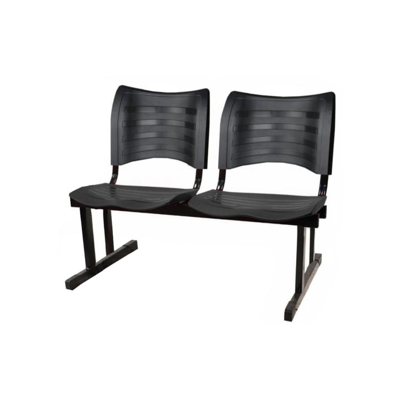 Cadeira Longarina PLÁSTICA 02 Lugares - Cor Preto - PMD - 34213