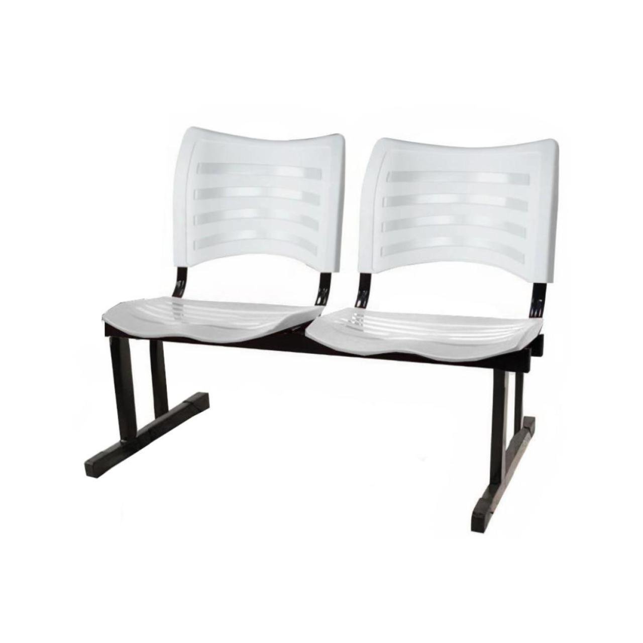 Cadeira Longarina PLÁSTICA 02 Lugares - Cor Branco - PMD - 34207