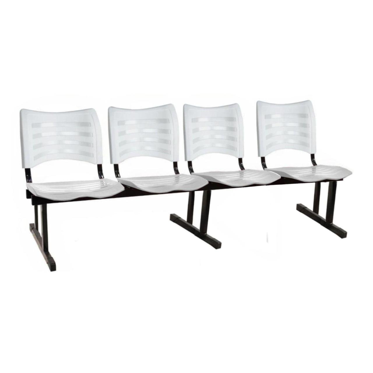 Cadeira Longarina PLÁSTICA 04 Lugares - Cor Branco - PMD - 34193