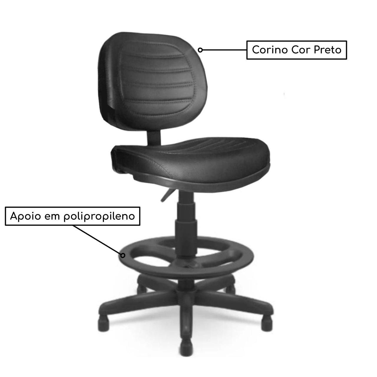 Cadeira Caixa EXECUTIVA COSTURADA S/ BRAÇOS - (Aranha PMD) - Cor Preta - 35025 - Imagem 3