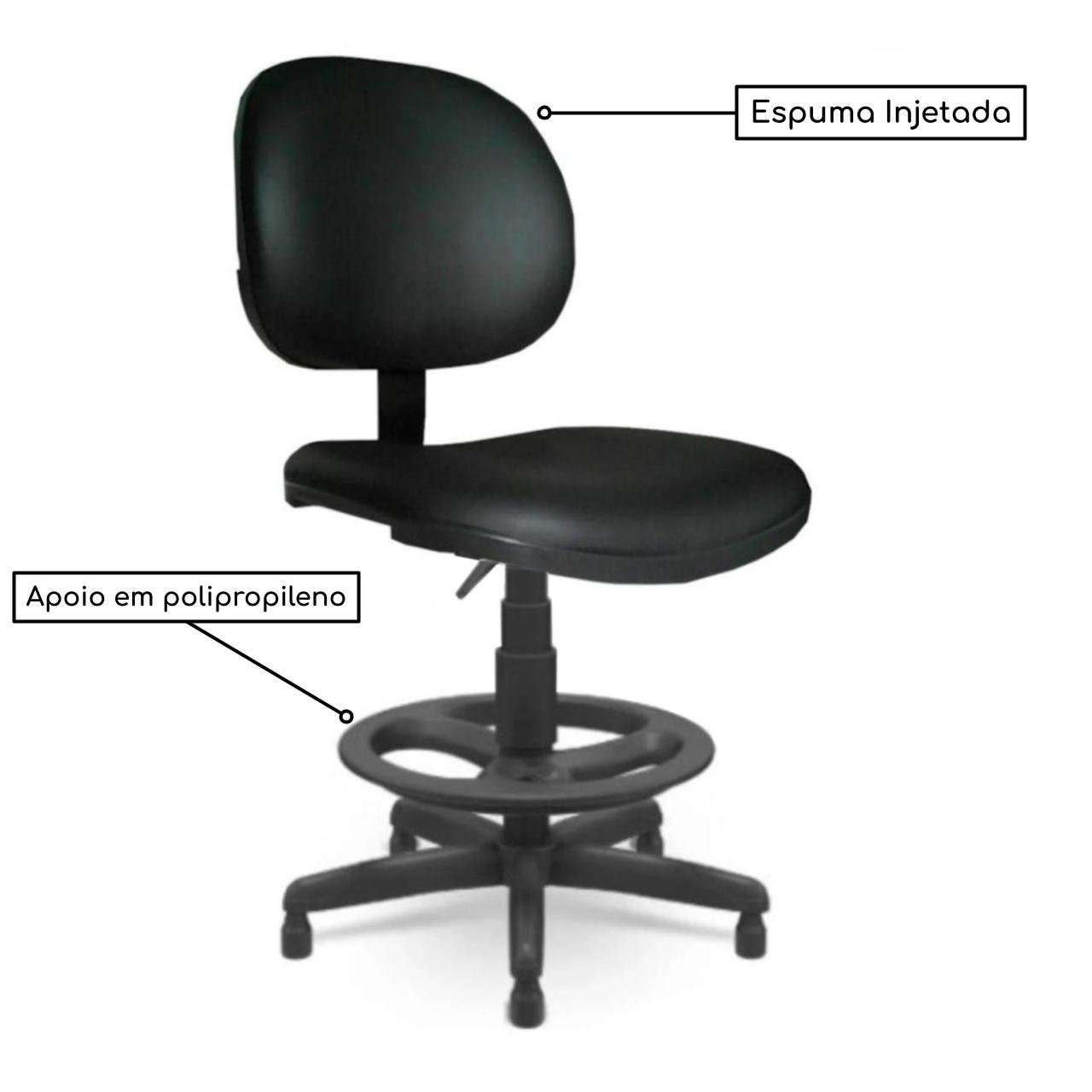 Cadeira Caixa EXECUTIVA LISA com Braço Regulável - (Aranha PMD) - Cor Preta - 35030 - Imagem 4