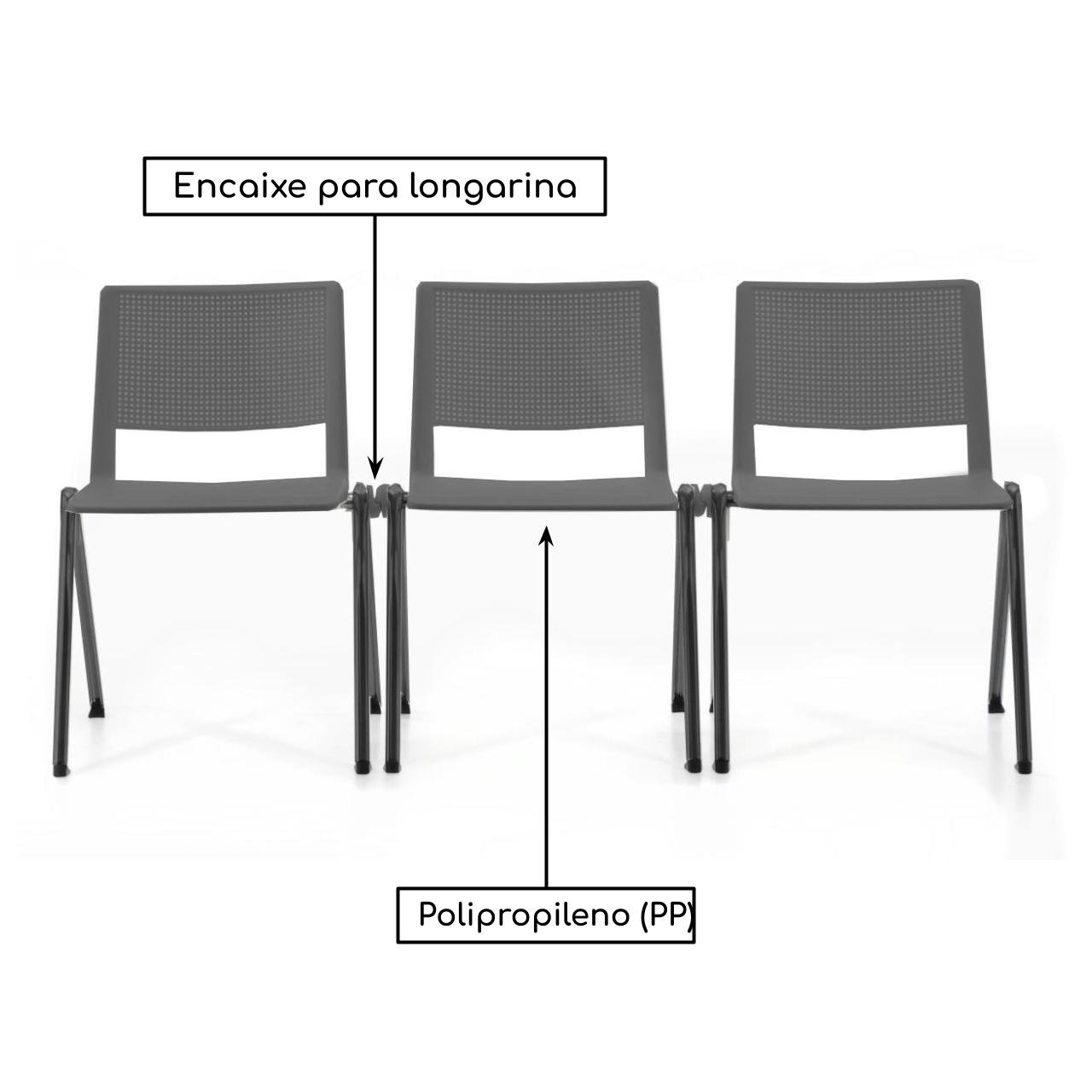Cadeira de Escritório (Empilhável) Interlocutor ATLAS - Cor Preto - PMD - 88755 - Imagem 3