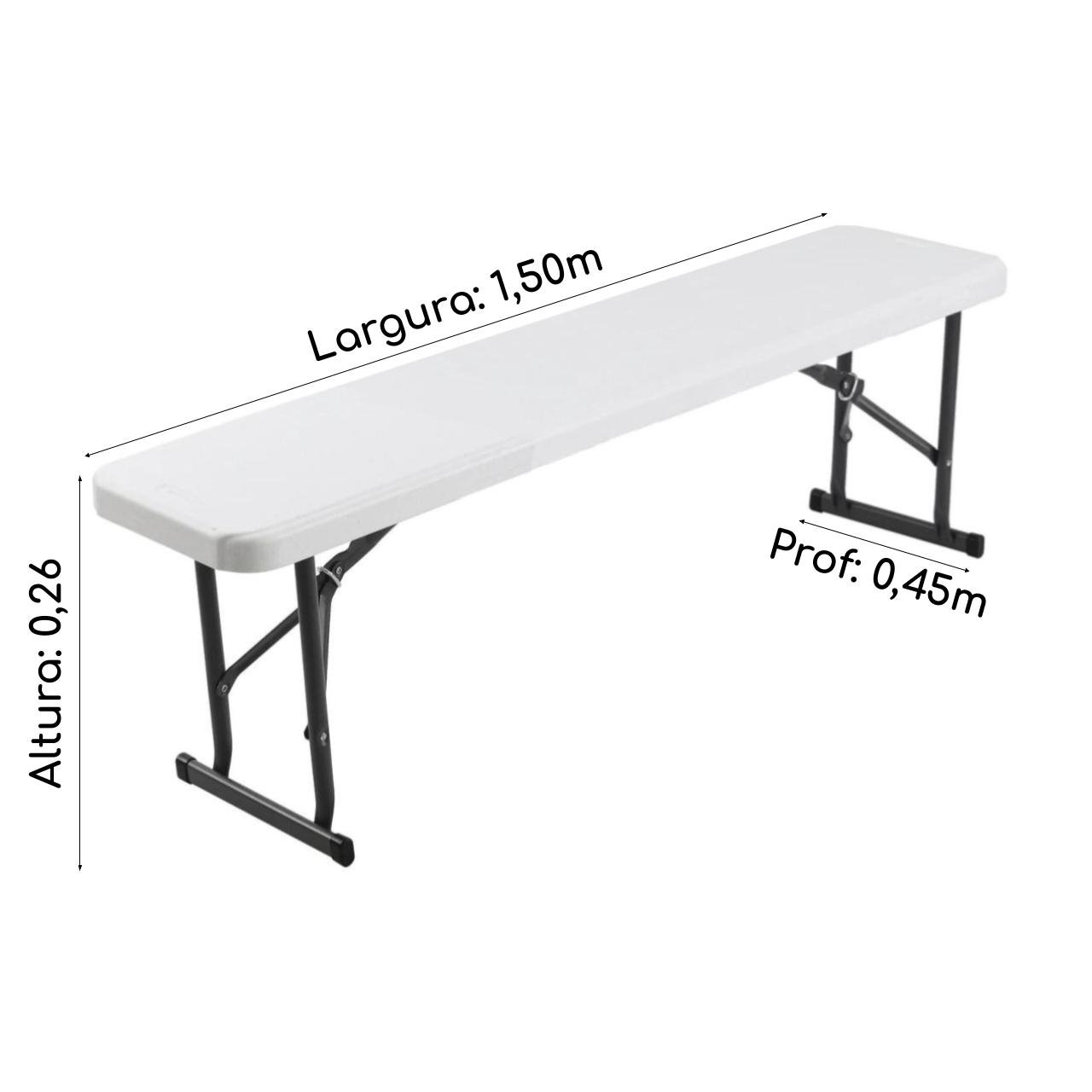Banco Refeitório MASTER FIT C/ Pés Dobráveis 1,50x0,26x0,45m - Assento em PP BRANCO - 50072 - Imagem 3