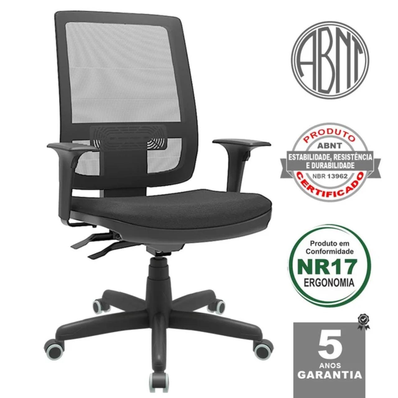 Poltrona DIRETOR Brizza BACKSYSTEM em TELA Preta - PLAXMETAL - 30003 - Imagem 4