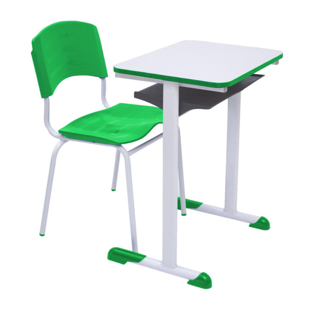 Kit Escolar Individual VERDE – (Mesa e Cadeira) – ADULTO – MADEIRA - COR VERDE - REALPLAST - 40093