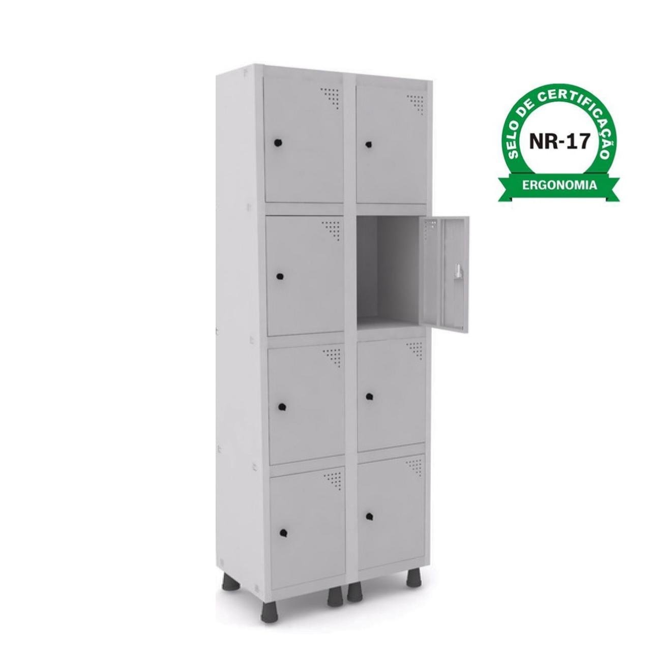 Roupeiro de Aço PAM c/ 08 Portas PEQUENAS - 1,80x0,69x0,32m - CZ/CZ - PANDIN - 74206 - Imagem 4