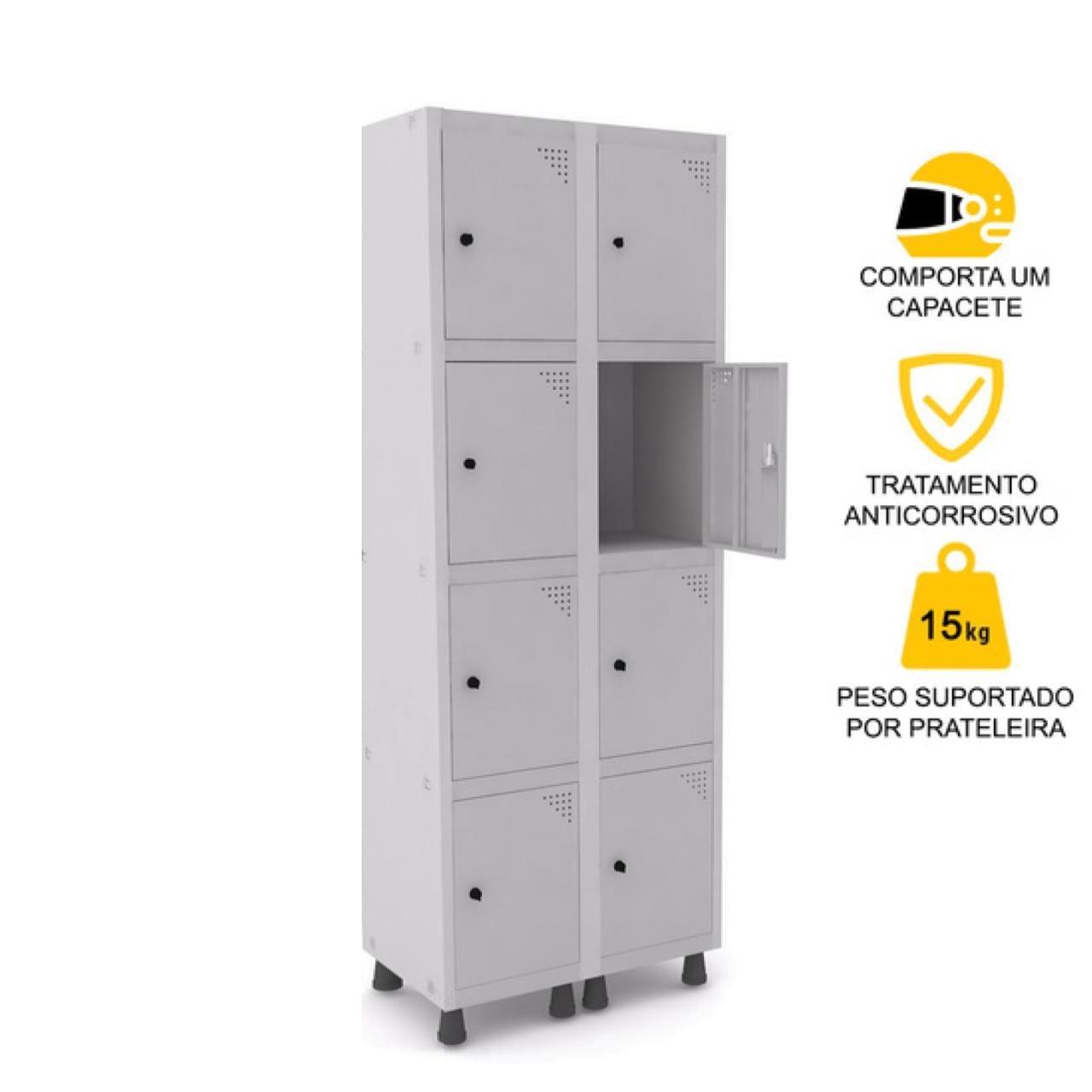 Roupeiro de Aço PAM c/ 08 Portas PEQUENAS - 1,80x0,69x0,32m - CZ/CZ - PANDIN - 74206 - Imagem 2